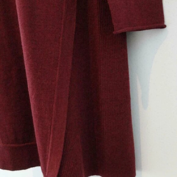 NWT EILEEN FISHER PASFL Burgundy Merino Wool Jersey Jewel Neck LS Dress XL - Picture 3 of 7
